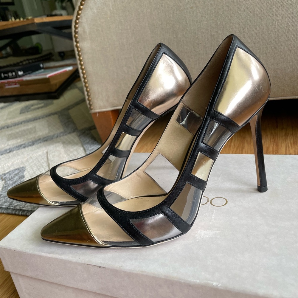 Jimmy Choo Pumps in Metallic Mix Leather